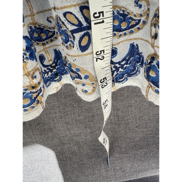 Me 2 Magic Maxi Dress 3X White Blue Gold Boho Embroidered Tassel Fringe Paisley - Picture 2 of 8